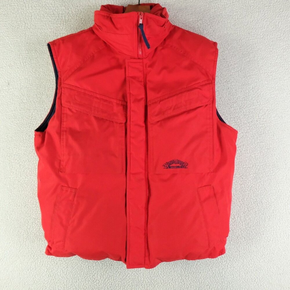 Vintage Vest Mens Large Red Down Outdoor Full Zip Colorful Hiking 80S 90S